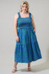 Sera Floral Ember Smocked Midi Dress Curve